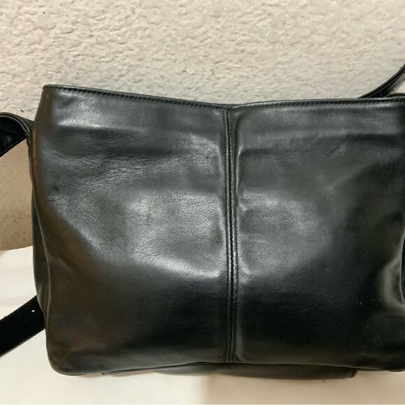 Black SAS Leather Shoulder Bag Made in the USA Multi Pocket - Picture 4 of 12